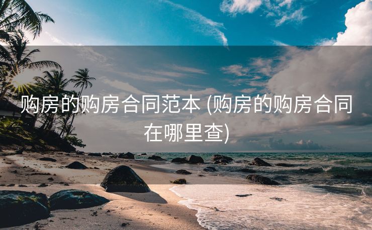 购房的购房合同范本 (购房的购房合同在哪里查)