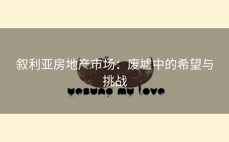 叙利亚房地产市场：废墟中的希望与挑战
