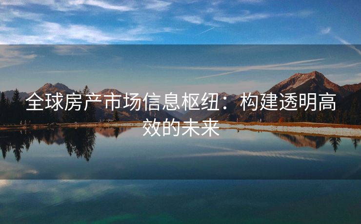 全球房产市场信息枢纽：构建透明高效的未来