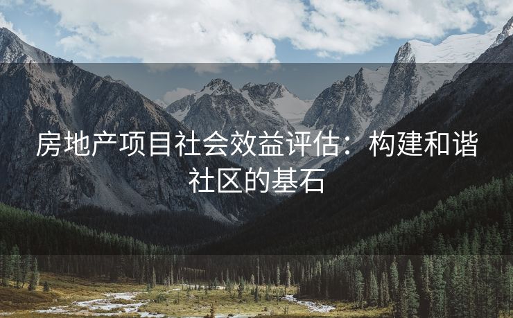 房地产项目社会效益评估：构建和谐社区的基石
