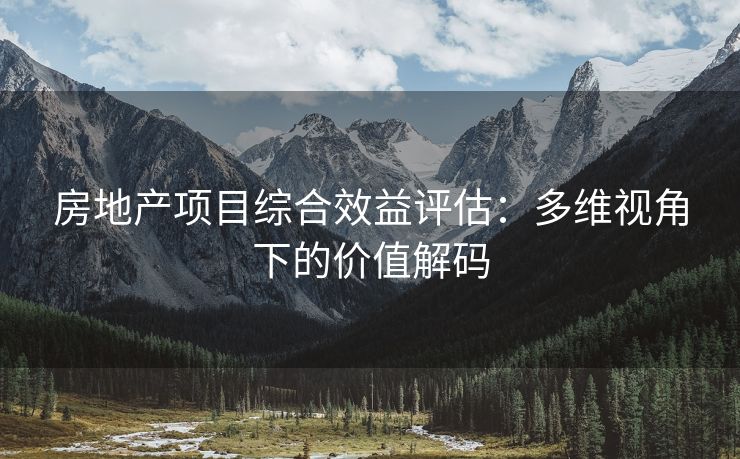 房地产项目综合效益评估：多维视角下的价值解码