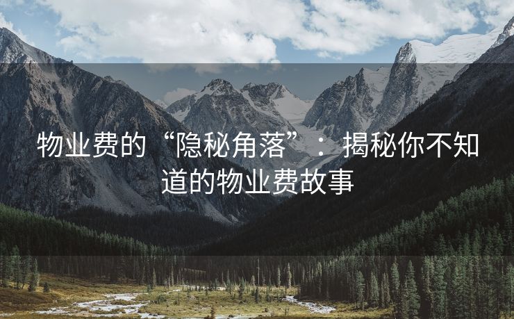 物业费的“隐秘角落”：揭秘你不知道的物业费故事