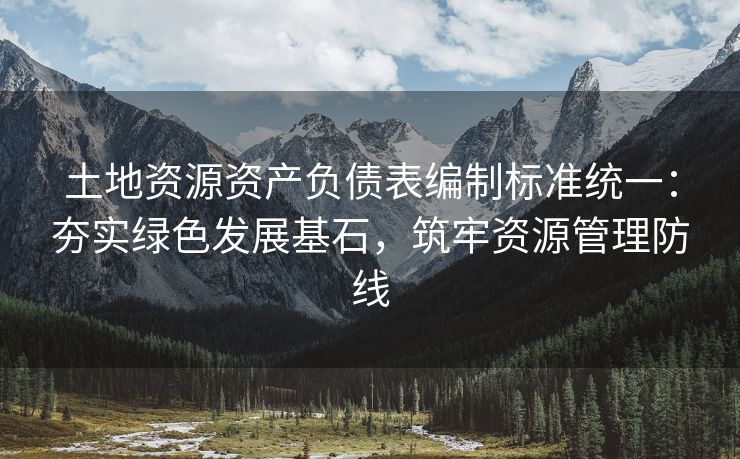土地资源资产负债表编制标准统一：夯实绿色发展基石，筑牢资源管理防线