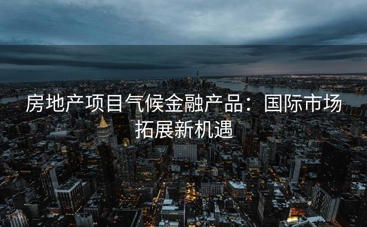 房地产项目气候金融产品：国际市场拓展新机遇