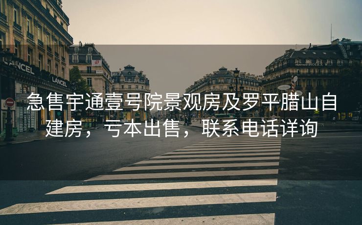 急售宇通壹号院景观房及罗平腊山自建房，亏本出售，联系电话详询