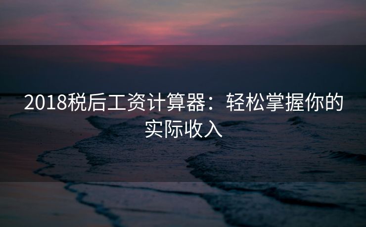 2018税后工资计算器：轻松掌握你的实际收入