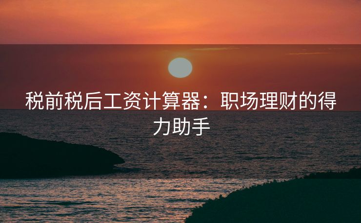 税前税后工资计算器：职场理财的得力助手