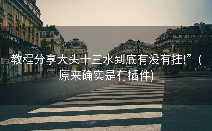 教程分享大头十三水到底有没有挂!”(原来确实是有插件)