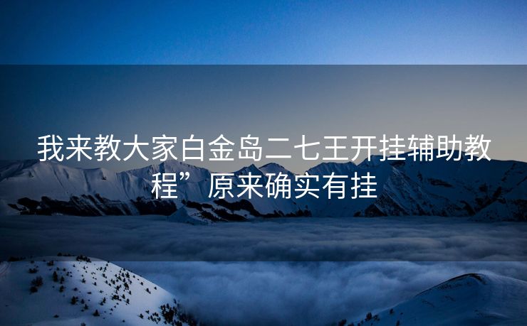我来教大家白金岛二七王开挂辅助教程”原来确实有挂
