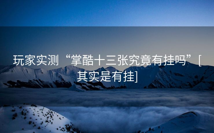 玩家实测“掌酷十三张究竟有挂吗”[其实是有挂]