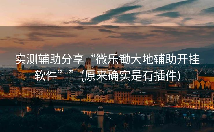 实测辅助分享“微乐锄大地辅助开挂软件””(原来确实是有插件)