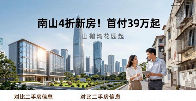南山4折新房！首付39万起，对比二手房信息