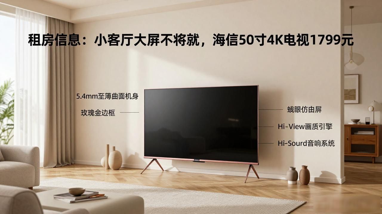 租房信息：小客厅大屏不将就，海信50寸4K电视1799元