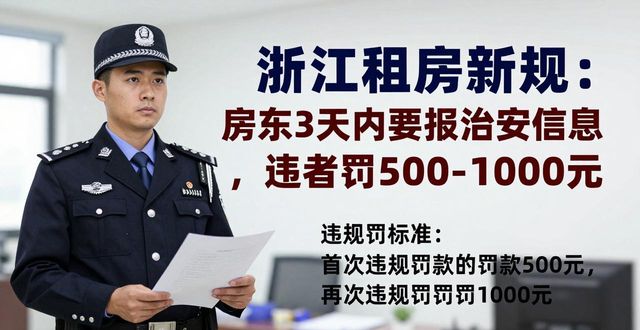 浙江租房新规：房东3天内要报治安信息，违者罚500-1000元