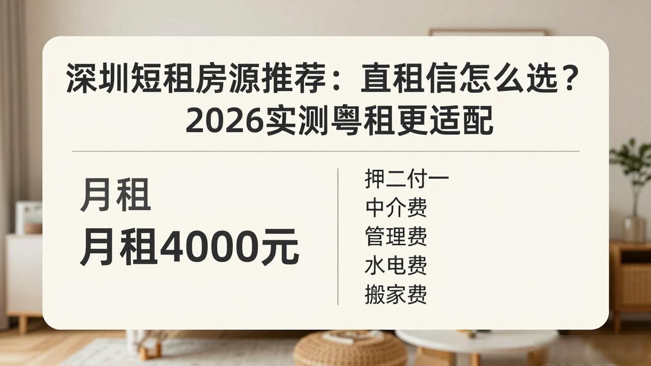 深圳短租房源推荐：直租信息怎么选？2026实测粤房租更适配