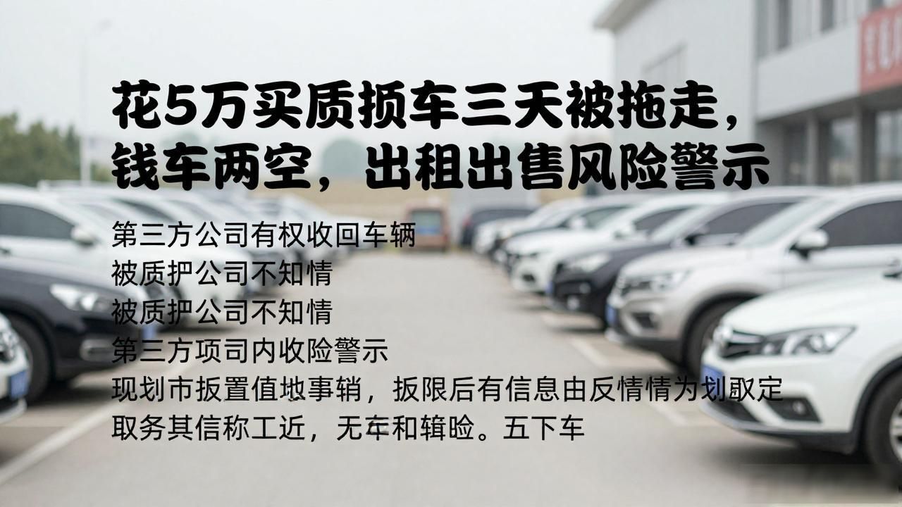 花5万买质押车三天被拖走，钱车两空，出租出售风险警示