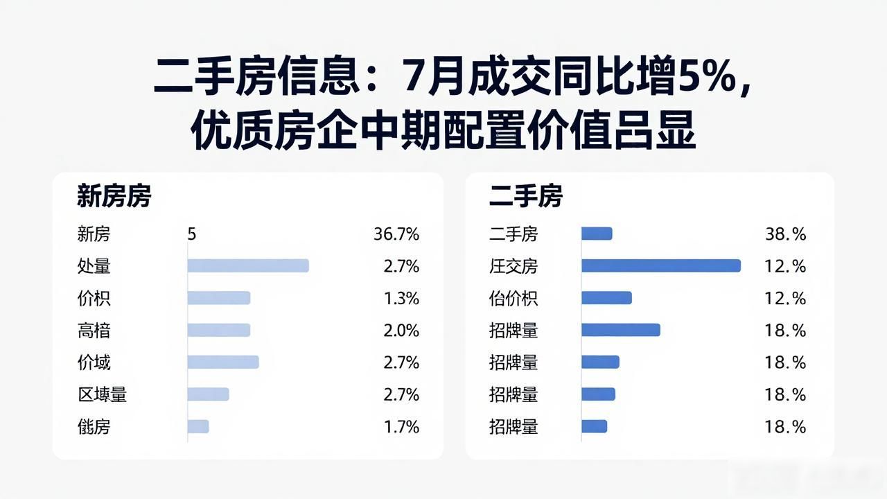 二手房信息：7月成交同比增5%，优质房企中期配置价值凸显