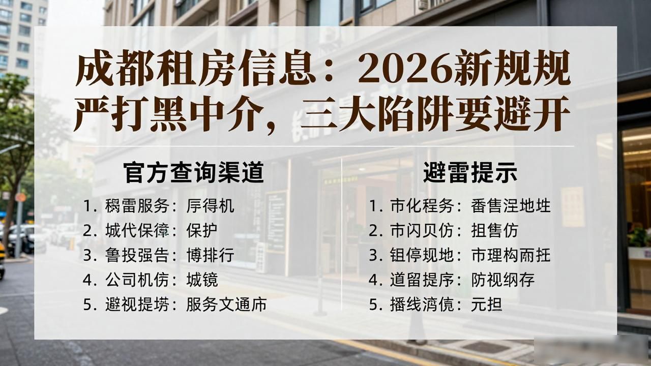成都租房信息：2026新规严打黑中介，三大陷阱要避开