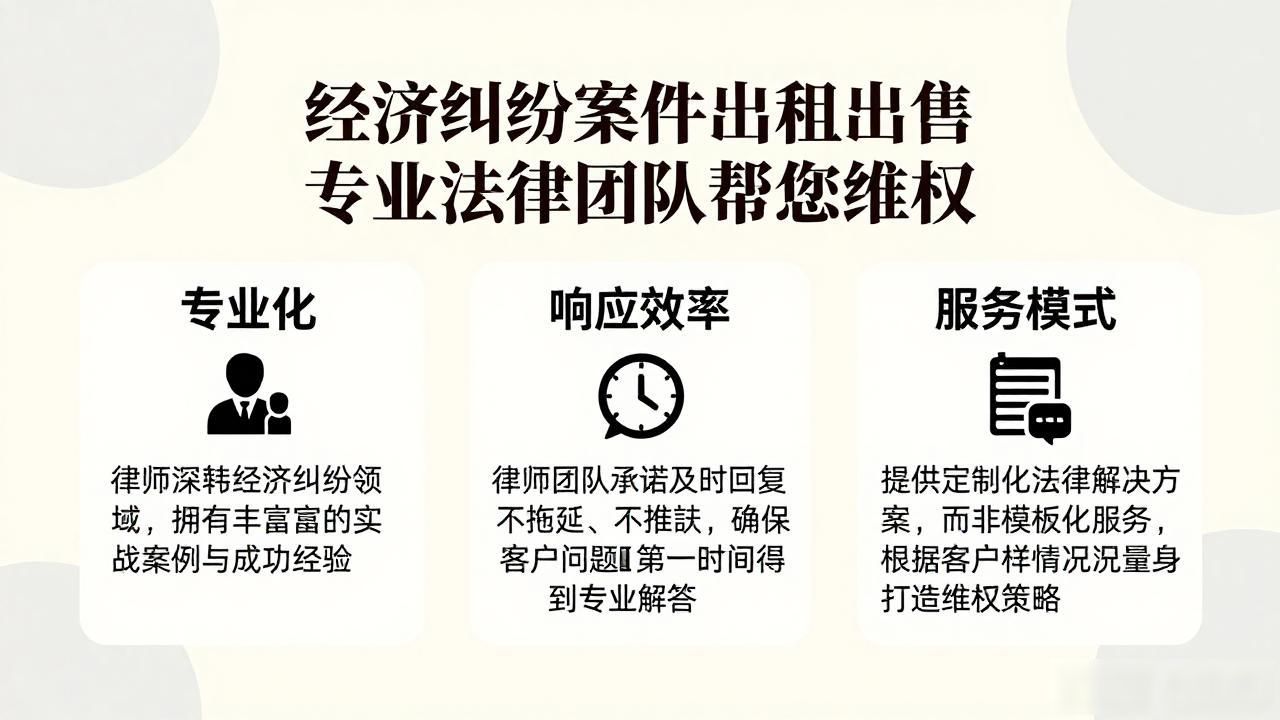 经济纠纷案件出租出售 专业法律团队帮您维权