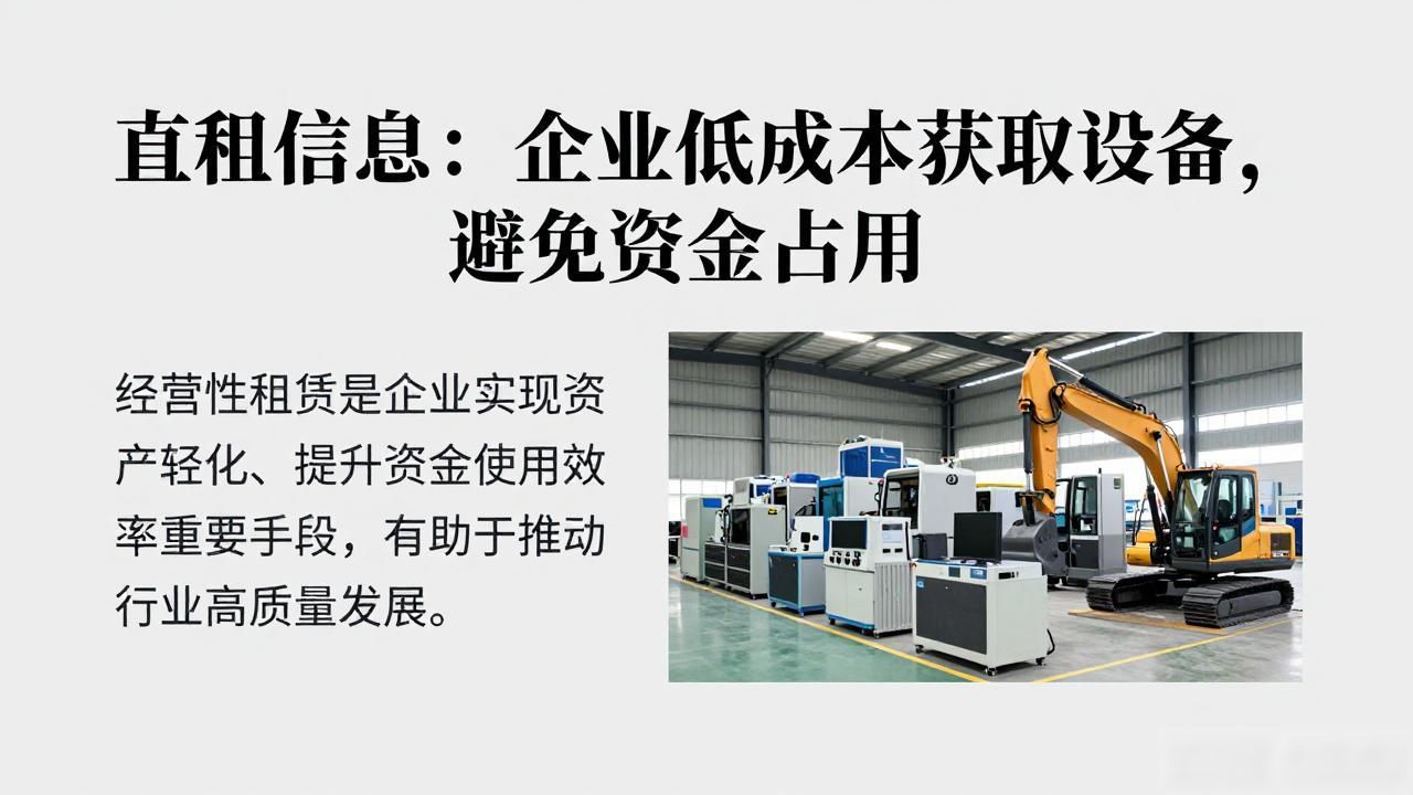 直租信息：企业低成本获取设备，避免资金占用
