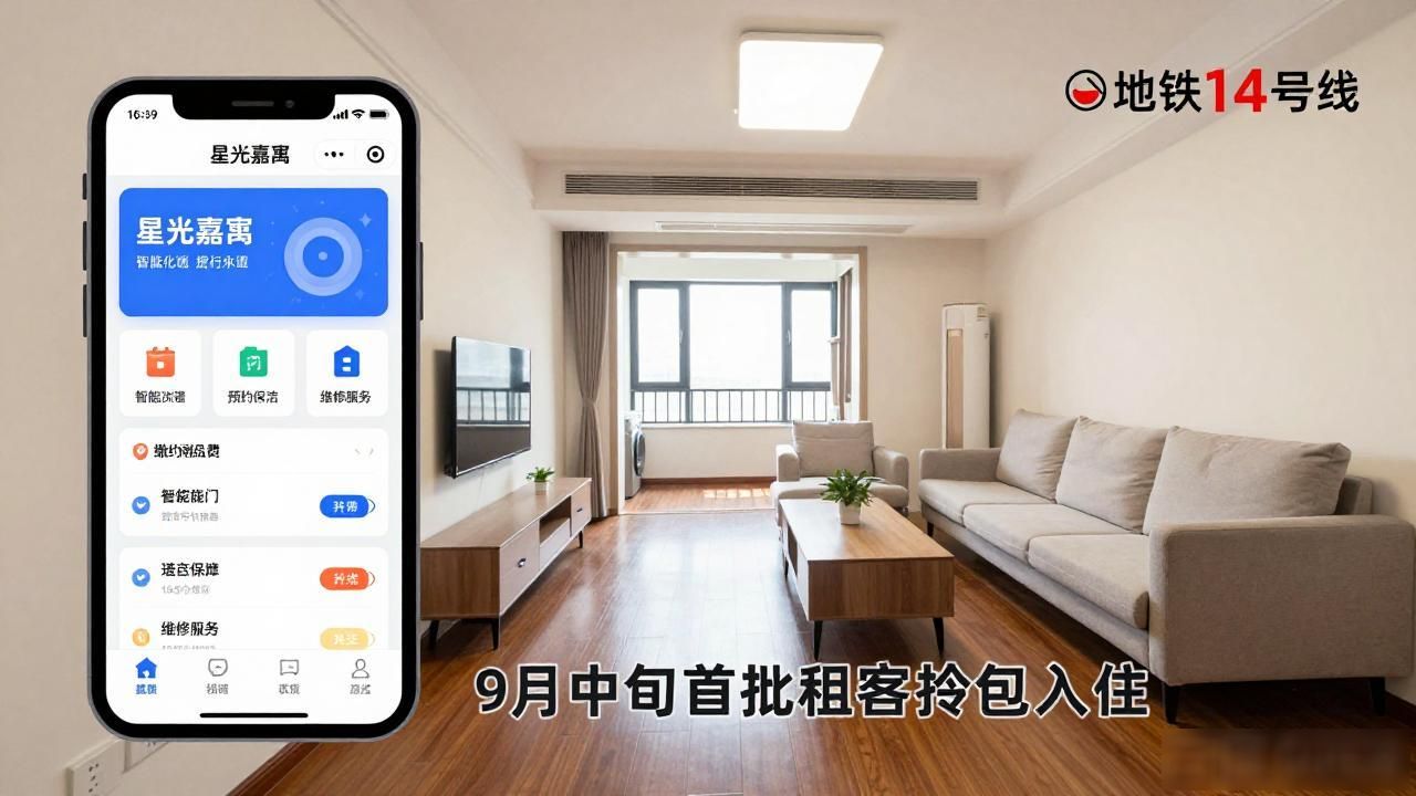 嘉定真新街道租房信息：精装一居室，地铁14号线旁，随申办可申请