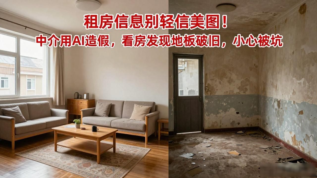 租房信息别轻信美图！中介用AI造假，看房发现地板破旧，小心被坑