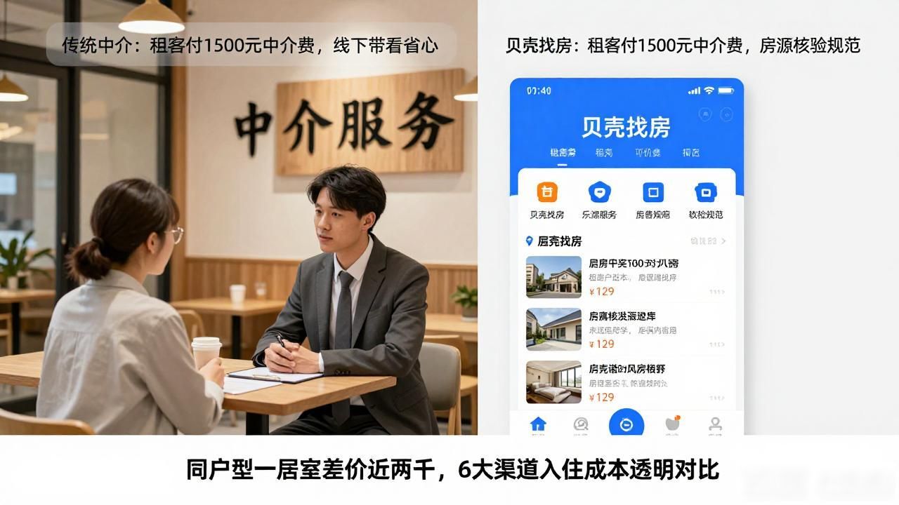租房信息：同户型一居室差价近两千，6大渠道入住成本透明对比