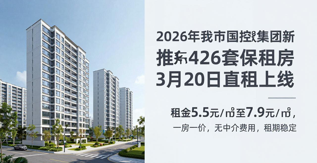 2026年我市国控集团新推426套保租房3月20日直租上线