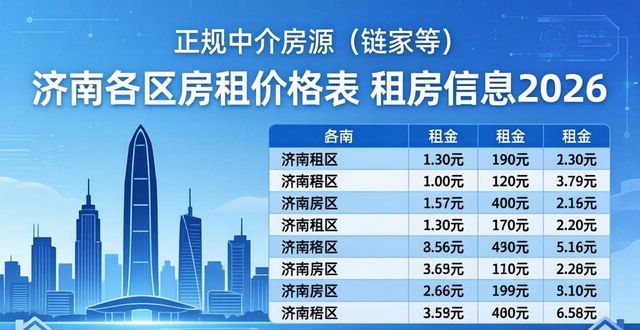 济南各区房租价格表 租房信息2026