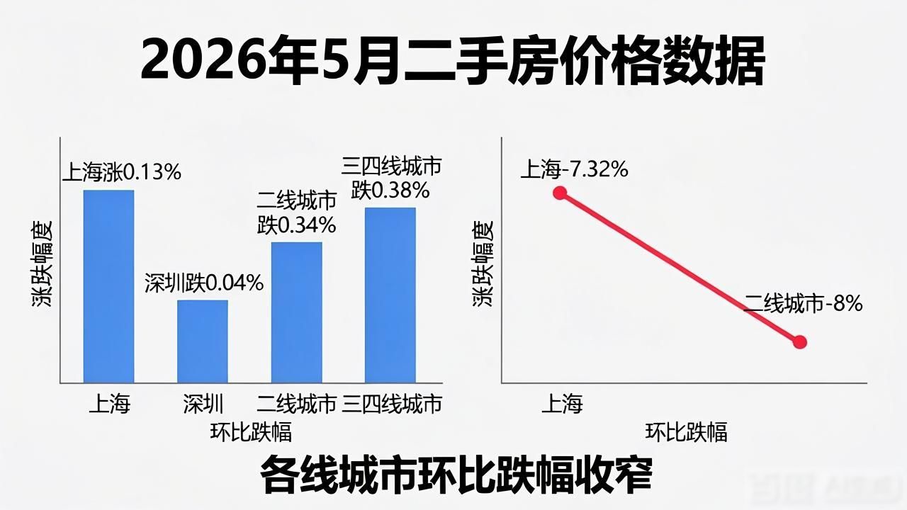 2026年5月二手房信息：百城均价12692元，上海连涨3个月